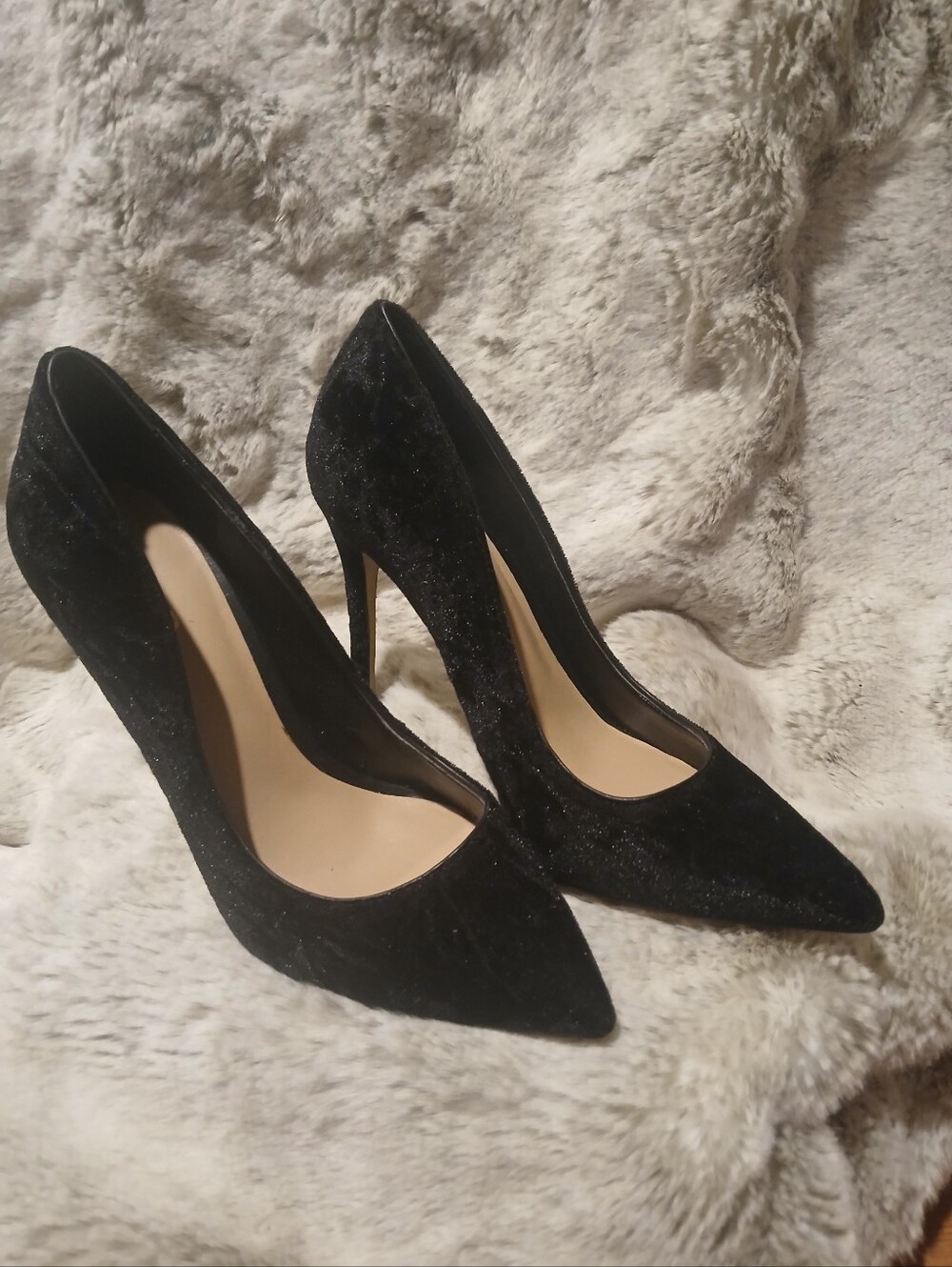Aldo Black Velvet Pointed Stiletto Heels